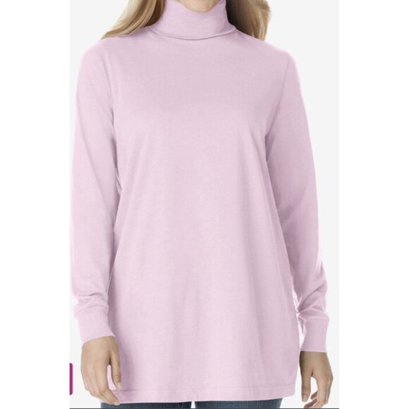 NWOT All American Comfort Women's Plus Size M 14-16 Long Sleeve Pink Turtleneck - Picture 2 of 8